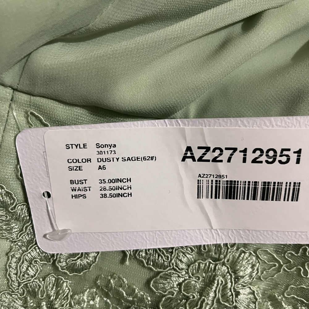 Azazie Sage Green with Lace Maxi Dress - Picture 8 of 8